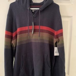 Remy Striped Henley Hoodie Sweater XL